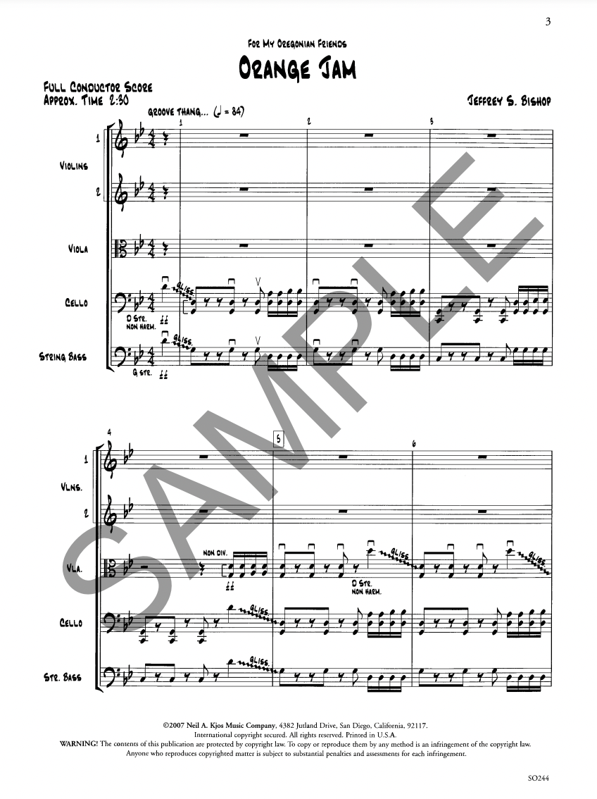 Orange Jam (Jeffrey for String Orchestra Simply for Strings