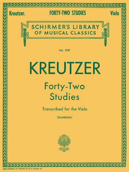 Kreutzer, 42 Studies for Viola (Schirmer)
