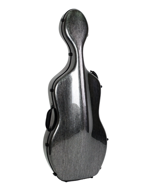 HQ Polycarbon Cello Case 3/4 - Brushed Silver and Black
