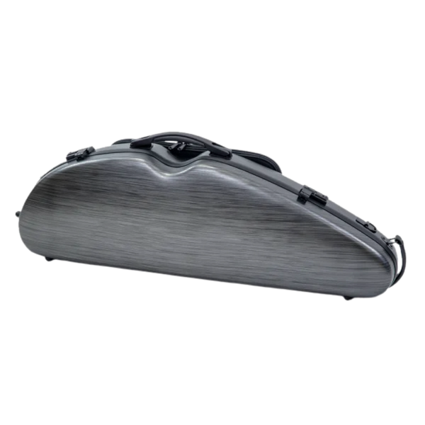 HQ Polycarbon Violin Case Half Moon Adjustable 1/2-4/4 - Brushed Silver/Black