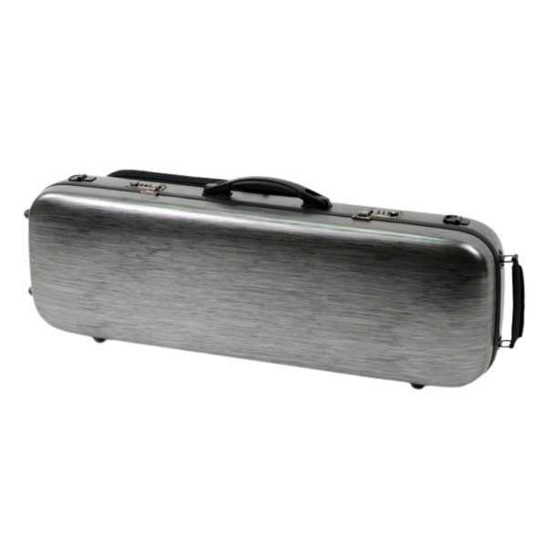 HQ Polycarbon Violin Case Oblong 4/4 - Brushed Silver and Black