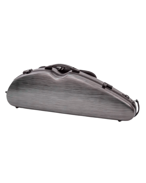 HQ Polycarbonate Violin Case Half Moon 4/4 - Brushed Silver and Black