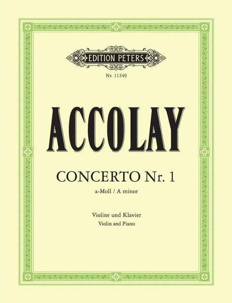 Accolay, Concertino No. 1 in A Minor for Violin and Piano (Peters)