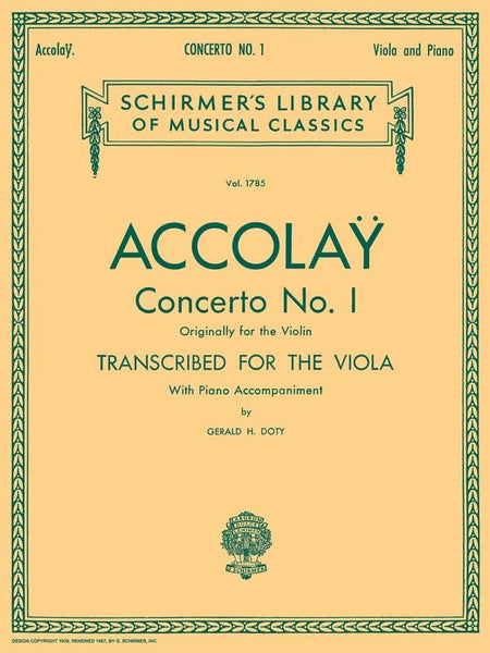 Accolay, Concerto No. 1 for Viola and Piano (Schirmer)