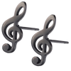 Treble Clef Stud Earrings - Black