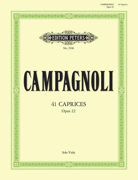 Campagnoli, 41 Caprices Op. 22 for Viola (Peters)