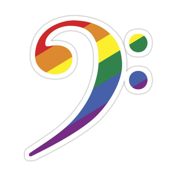 Case Decoration Sticker - Rainbow Bass Clef (76mm x 87mm)