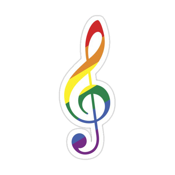 Case Decoration Sticker - Rainbow Treble Clef (25mm x 102mm)