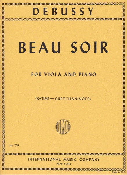 Debussy, Beau Soir for Viola and Piano (IMC)