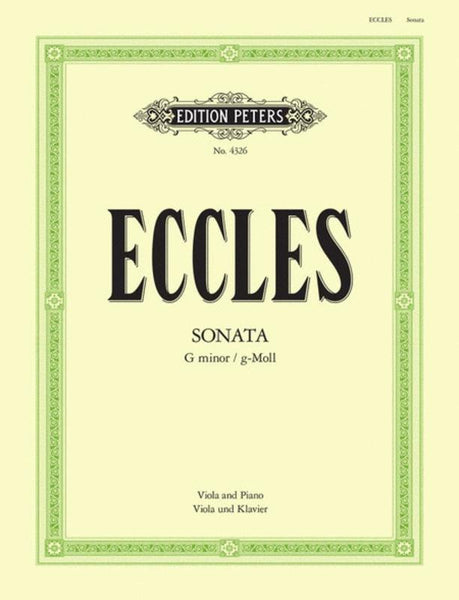 Eccles, Sonata in G Minor for Viola and Piano (Peters)