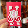 Treble Clef Acrylic Earrings - White
