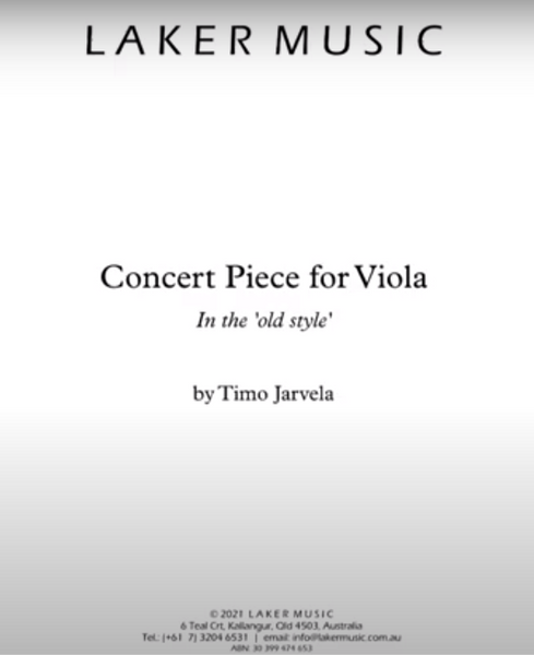 Jarvela, Concert Piece for Viola and Piano (Laker Music)