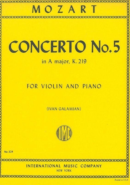 Mozart, Concerto No. 5 in A Major K219 for Violin and Piano ed. Galamian (IMC)