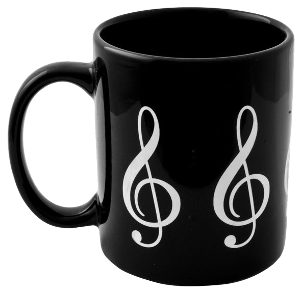 Mug - Black with White Treble Clefs