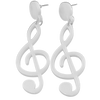 Treble Clef Acrylic Earrings - White