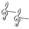 Treble Clef Stud Earrings - Silver