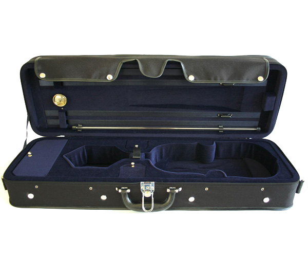 TG Oblong Hill Style Violin Case 1/2 - Black with Blue Interior