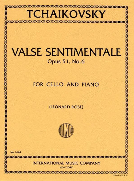 Tchaikovsky, Valse Sentimental Op. 51 No. 6 for Cello and Piano (IMC)