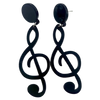 Treble Clef Acrylic Earrings - Black